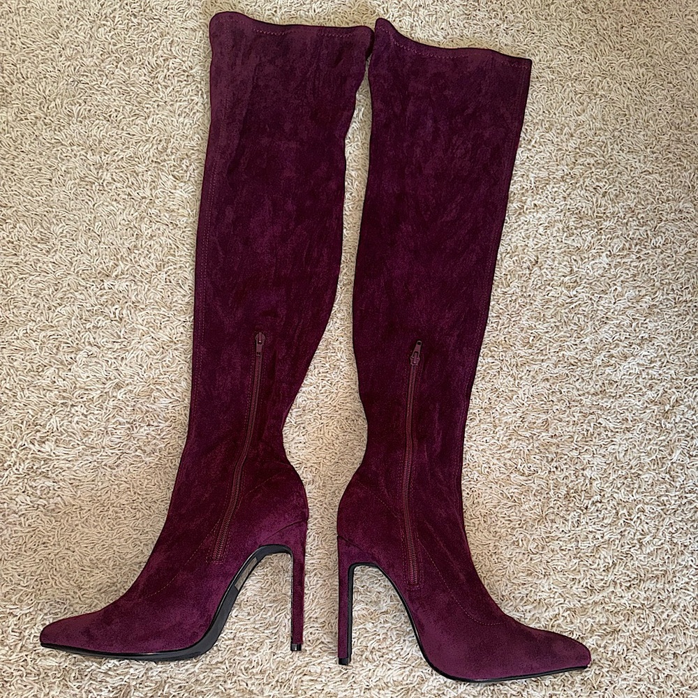 Velvet thigh-high boots - FashionNova
